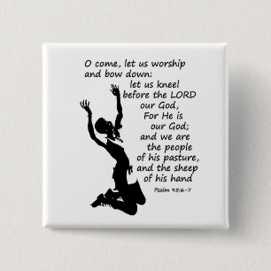 laten we ons aanbidden en knielen vierkante button 5,1 cm