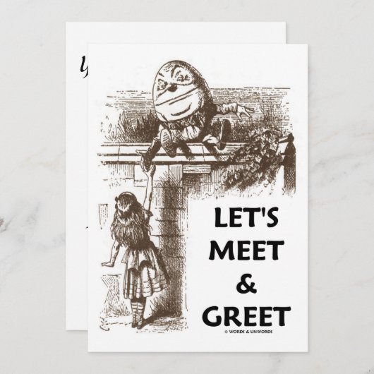 Laten we ontmoeten en Greet Alice Humpty Dumpty Wo Kaart (Voorkant / Achterkant)