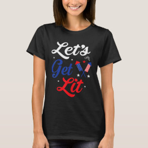 Laten we op de vierde plaats van Fireworks in juli T-shirt