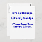 Laten we opa Punctuatie eten en levens redden Briefkaart (Voorkant / Achterkant)