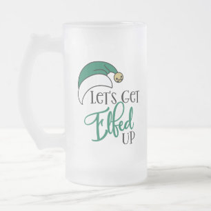 Laten we opstaan Kerstalcohol Drink woordspeling Matglas Bierpul
