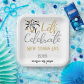 Laten we Oud en Nieuw vieren Zwart Goud Zilver    Papieren Bordje (Feest)