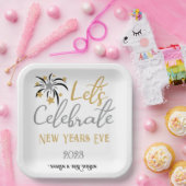 Laten we Oud en Nieuw vieren Zwart Goud Zilver    Papieren Bordje (Feest)