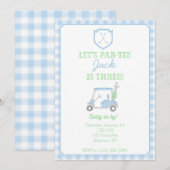 Laten we Par-T-shirt Golf 3rd Birthday uitnodigen Kaart (Voorkant / Achterkant)