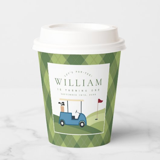 Laten we Par T-shirt Golf Argyle Pattern Eerste Ve Papieren Bekers (Voorkant)