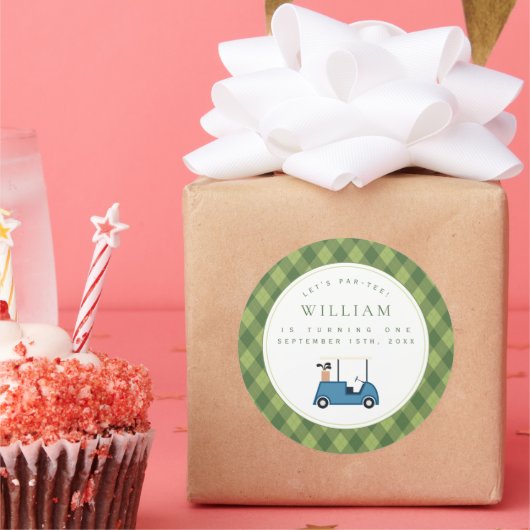 Laten we Par T-shirt Golf Argyle Pattern Eerste Ve Ronde Sticker (Feest)