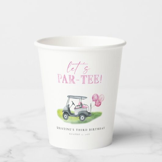 Laten we Par-T-shirt Golf Verjaardag Paper Cups Papieren Bekers (Voorkant)
