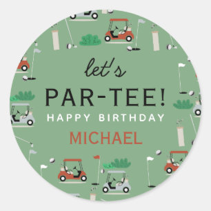 Laten we Par-T-shirt golfthema verjaardagsfeestje Ronde Sticker
