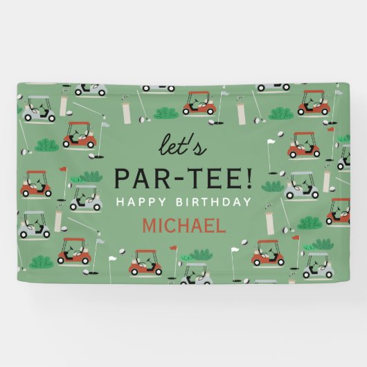 Laten we Par-T-shirt golfthema verjaardagsfeestje Spandoek (Horizontaal)