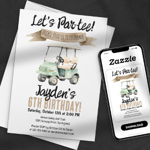 Laten we par-t-shirt zijn! Golf verjaardagsuitnodi Kaart