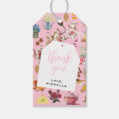 Laten we Par Tea Roze Tuin Bloemen Verjaardagsfees Cadeaulabel (Voorkant)