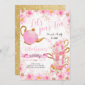 Laten we Par-tea Tea Party Kaart (Voorkant / Achterkant)