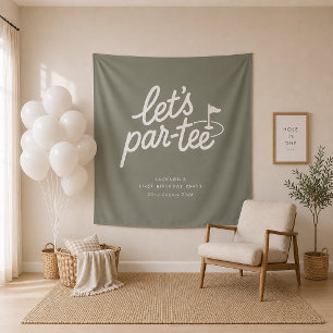 Laten we Par-tee Golf 1e Verjaardagsbanner Wandkleed