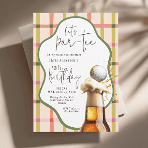 Laten we Par-Tee Retro Plaid Whimsische Verjaardag Kaart