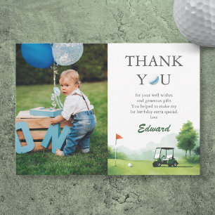 Laten we Par-Tee Waterverf Golf Buggy Verjaardag  Bedankkaart