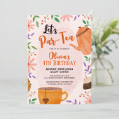 Laten we Par-thee drinken! Bloemen Tea Party Verja Kaart (Staand voorkant)