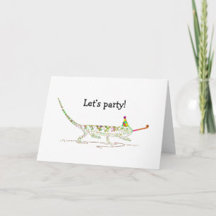 "Laten we partij!" Psychedelic Chameleon Design Kaart
