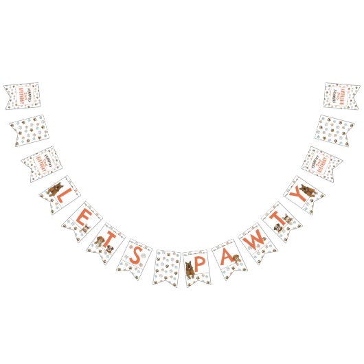 Laten we Paw-ty Dog Theme Verjaardagsfeestje Vlaggetjes (Alle)