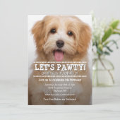Laten we Pawty 2-Foto Pet Birthday bekijken Kaart (Staand voorkant)