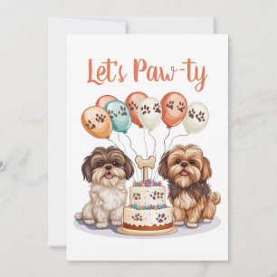 Laten we Pawty Birthday Shih Tzu Dogs verjaardagst Kaart
