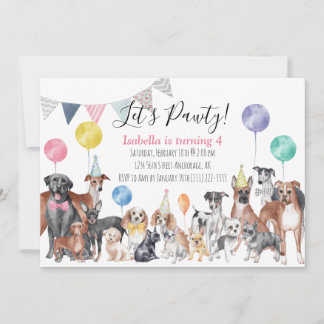 Laten we Pawty Dog Birthday noemen Kaart