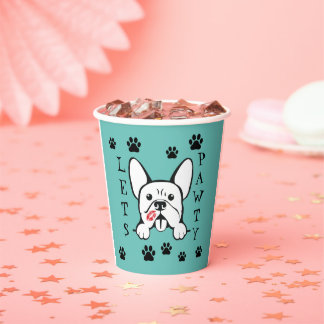 Laten we Pawty French Bulldog Paper Party Cups Papieren Bekers