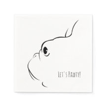 Laten we Pawty French Bulldog Silhouette Napkins