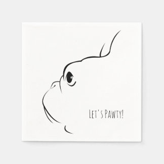 Laten we Pawty French Bulldog Silhouette Napkins Servet