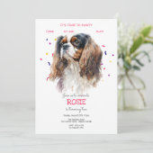 Laten we pawty, hond's verjaardagsfeestje kaart (Staand voorkant)