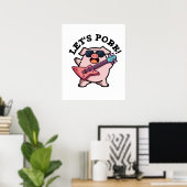 Laten we Pork Funny Rock Guitar Pig Pun Poster (Thuiskantoor)