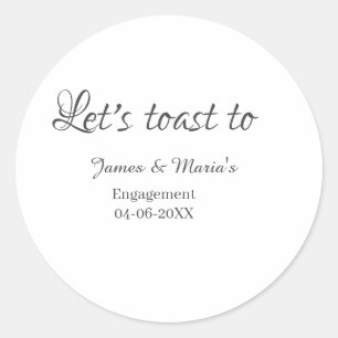Laten we proosten op verlovingsfeest naam datum el ronde sticker