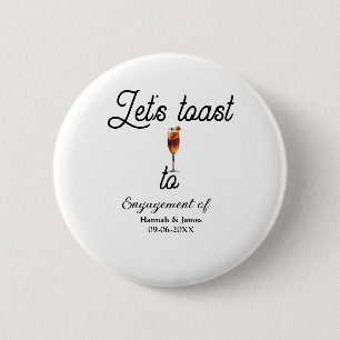 Laten we proosten op verlovingsfeest naam datum gl ronde button 5,7 cm