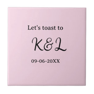 Laten we proosten op verlovingsnaam letter roze tegeltje