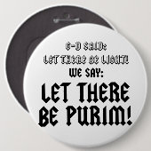 laten we purim zien ronde button 6,0 cm (Voorkant /achterkant)