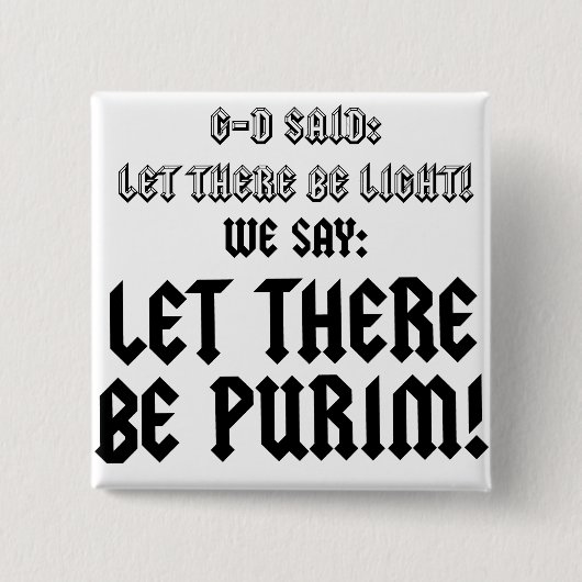 laten we purim zien vierkante button 5,1 cm (Voorkant)