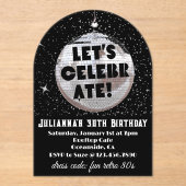 Laten we Retro 80s verjaardag vieren Acryl Uitnodigingen (Voorkant)