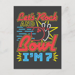 Laten we Rock and Bowl Ik ben 7 Briefkaart