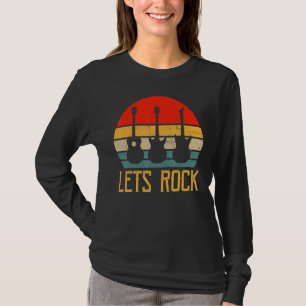 Laten we Rock Gitarist Gitarist Retro Zonsondergan T-shirt