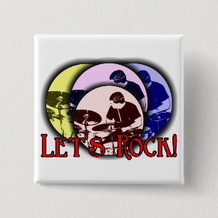Laten we Rock halen Vierkante Button 5,1 Cm