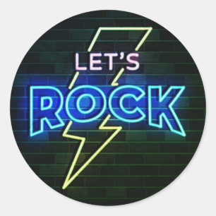 Laten we Rock Lightning Bolt 2 ronde Ronde Sticker