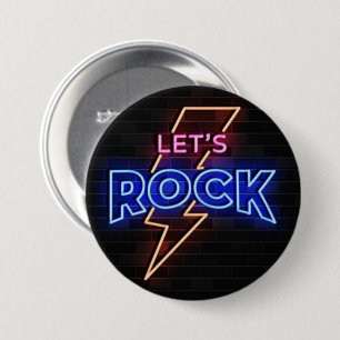 Laten we Rock Lightning Bolt Ronde Button 7,6 Cm