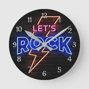 Laten we Rock Lightning Bolt Ronde Klok