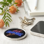 Laten we Rock Lightning Bolt Round Sleutelhanger (Zijkant)