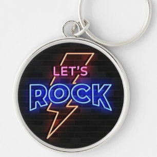 Laten we Rock Lightning Bolt Round Sleutelhanger
