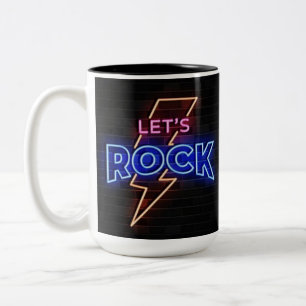 Laten we Rock Lightning Bolt Tweekleurige Koffiemok