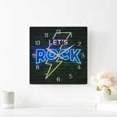Laten we Rock Lightning Bolt Vierkante Klok (Huis)