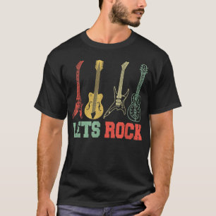 Laten we Rock Rock And Roll Gitaar Retro T-shirt