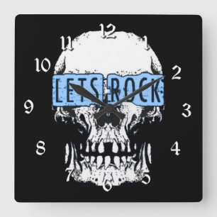 Laten we Rock Skull Vierkante Klok