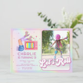 Laten we Roll Disco Roller Schaatsen Kinderen Verj Kaart (Staand voorkant)