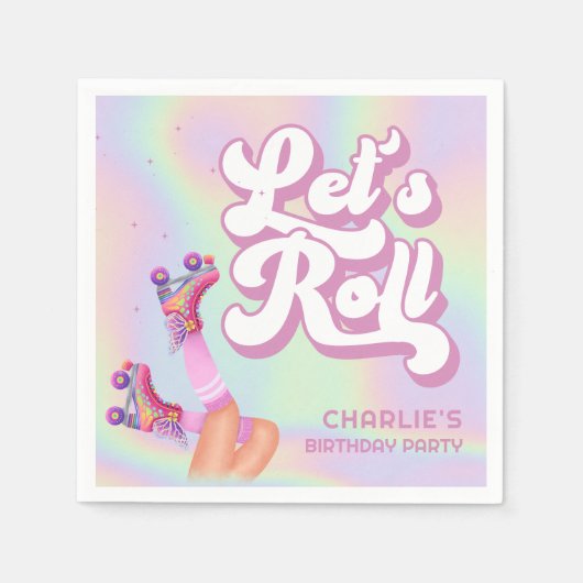Laten we Roll Fun Retro Roller Schaatsen Meisjes V Servet (Voorkant)